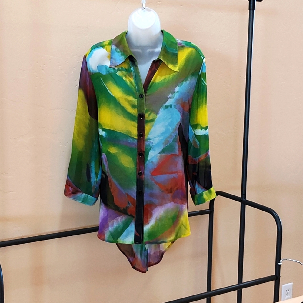 Ciara Sun Woo Sheer Abstract Blouse
